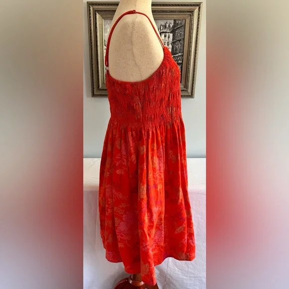 Universal Threads Linen Rayon Mix Orange Smocked Sundress Size L - Picture 3 of 10